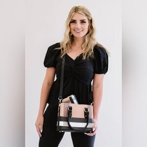 Florence Luxury Handbag + Matching Wallet Duo Set Luxe Collection- Black & Tan